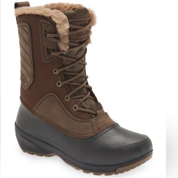 THE NORTH FACE Shellista IV Mid Waterproof Insulated Boot Leather Fur Trim Sz 11 - Picture 1 of 15